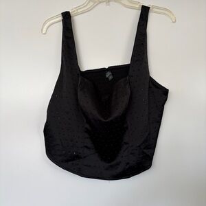 Wild Fable Black Satin Studded Cropped Tank Top Size XL